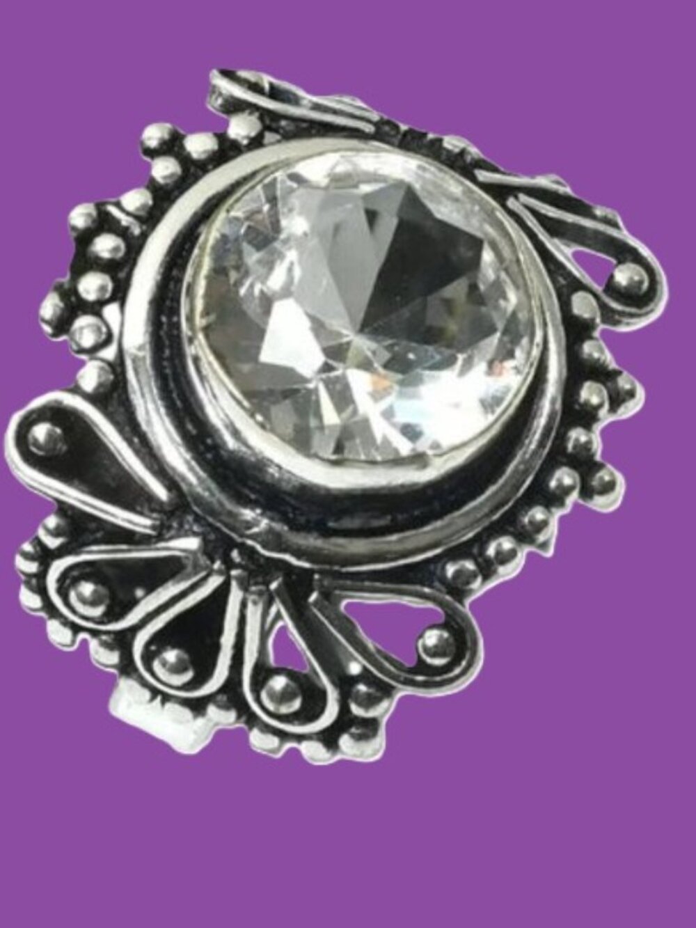 White Topaz Gemstone Sterling Silver Ring Size 6.25